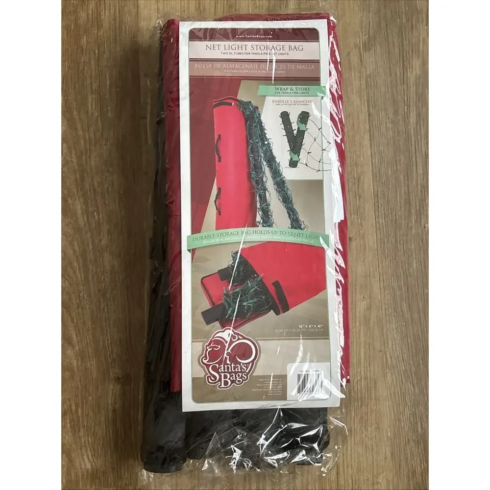 New Sealed Santa's Bag Holds Up To 12 Net Lights Wrap & Store 16